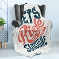thumbnail image 4 of Motorcycle Soft Flannel Fleece Blanket, Lets Ride to the Sunshine Summer Biker Words Grunge Freedom Message, Cozy Plush for Indoor and Outdoor Use, 50" x 70", Dark Petrol Blue Coral, by Ambesonne, 4 of 5