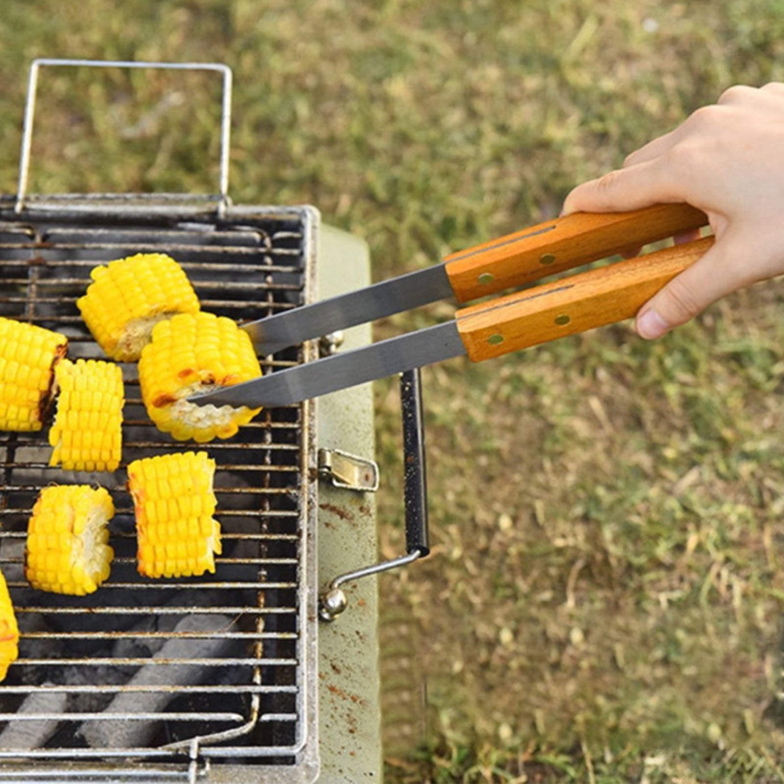 Wooden Grill Tool Set, BBQ Accessories and Grill Tools, Durable Stainless-Steel Utensils with Recycled Plastic Case, Spatula, Tongs, Cleaning Brush & More, Grilling Gifts for Men, 18-Piece