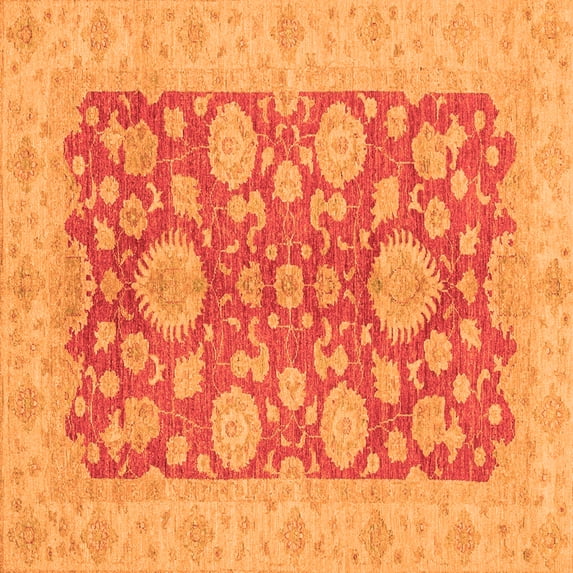 Ahgly Company Indoor Square Abstract Orange Modern Area Rugs, 6' Square