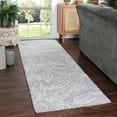 thumbnail image 2 of Botanical Plush Shag Indoor Transitional Runner Rug, Cream/Grey, 2' 7" x 8', 2 of 7