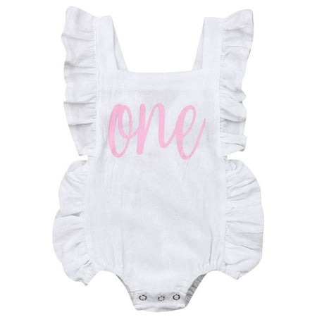 

Kuriozud Infant Girls Cute Letters Print Flutter Sleeve Rompers