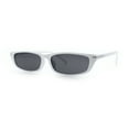 thumbnail image 5 of Womens Classy Think Plastic Narrow Rectangle Cat Eye Mod Fashion Sunglasses White - Black, 5 of 7