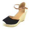 thumbnail image 5 of Dakaela Womens Platform Wedge Sandals Espadrilles Closed Toe Walking Shoes Slip on Heels Size 6-9, 5 of 6