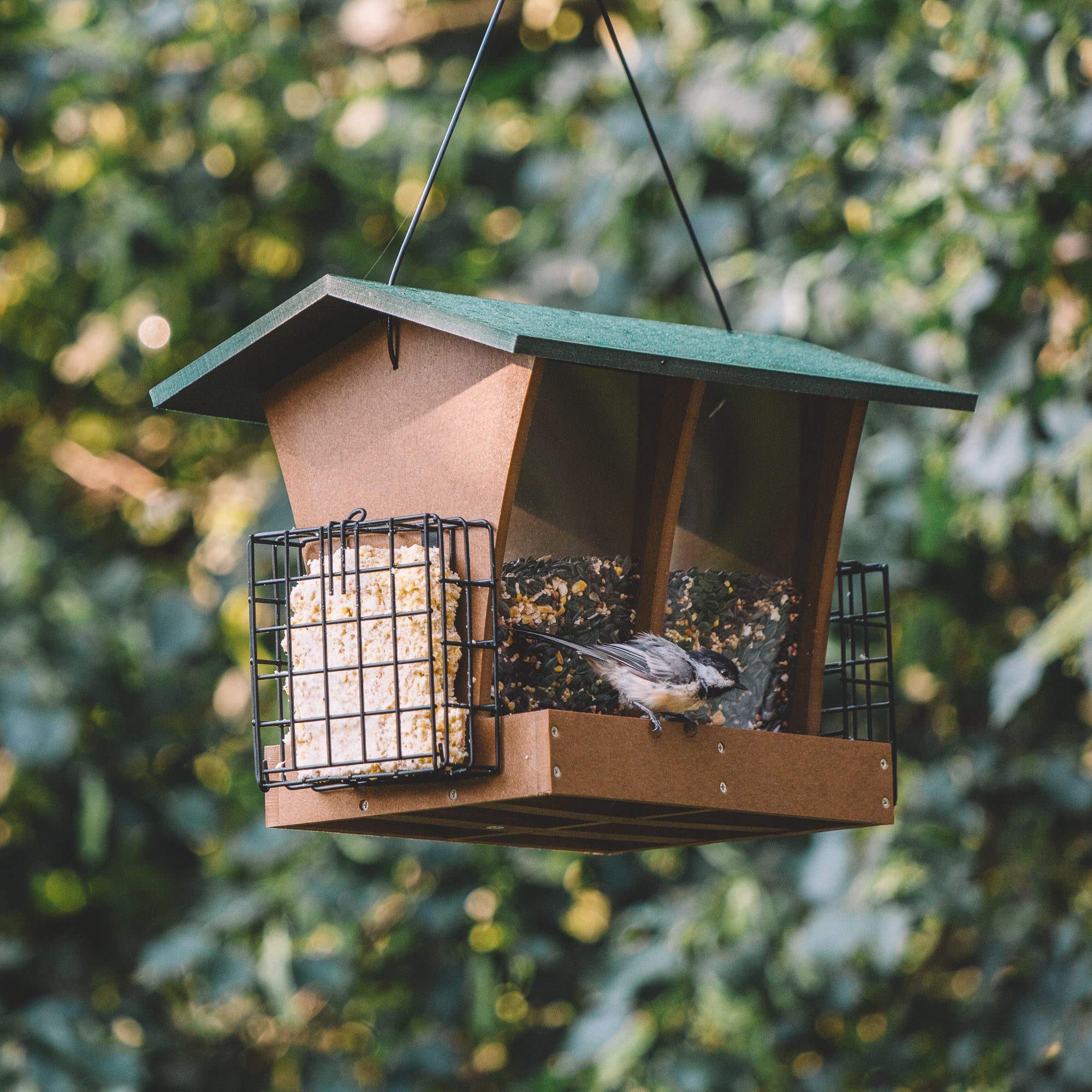 Backyard Expressions REDWOOD Plastic Lumber Bird Feeder w/ Suet Cages