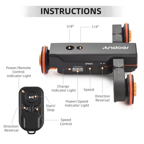 Track Motorized Camera Video Trolley With Scale Indication Motorized Video Slider Skater 3 Speeds Adjustable With 2.4G Remote Control Phone Holder