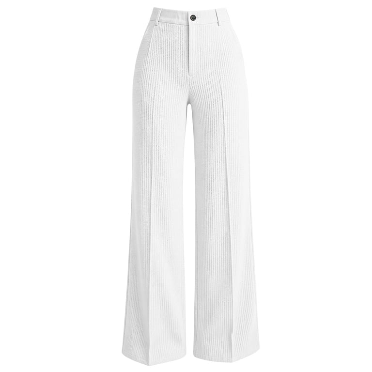women's knit dress pants JGGSPWM Womens Solid Color Velvet Business Casual Wide Leg Office Work Slacks Stretchy Straight High Waisted Trousers Gray XXL dev-position-formal-prom-outfits:number:37