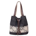 thumbnail image 2 of Bolso de hombro Bolso tipo cubo para mujer Bolso tote con cordón Lona Casual Ocio diario (Negro), 2 of 5
