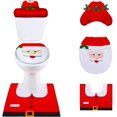 thumbnail image 1 of Cubierta de asiento de inodoro de Navidad Decoración navideña Diseño de Papá Noel Juego de asiento de inodoro de 4 piezas con cubierta de asiento y tapete y tela y funda de cojín de asiento de inodoro JFHHH pequeña, 1 of 4