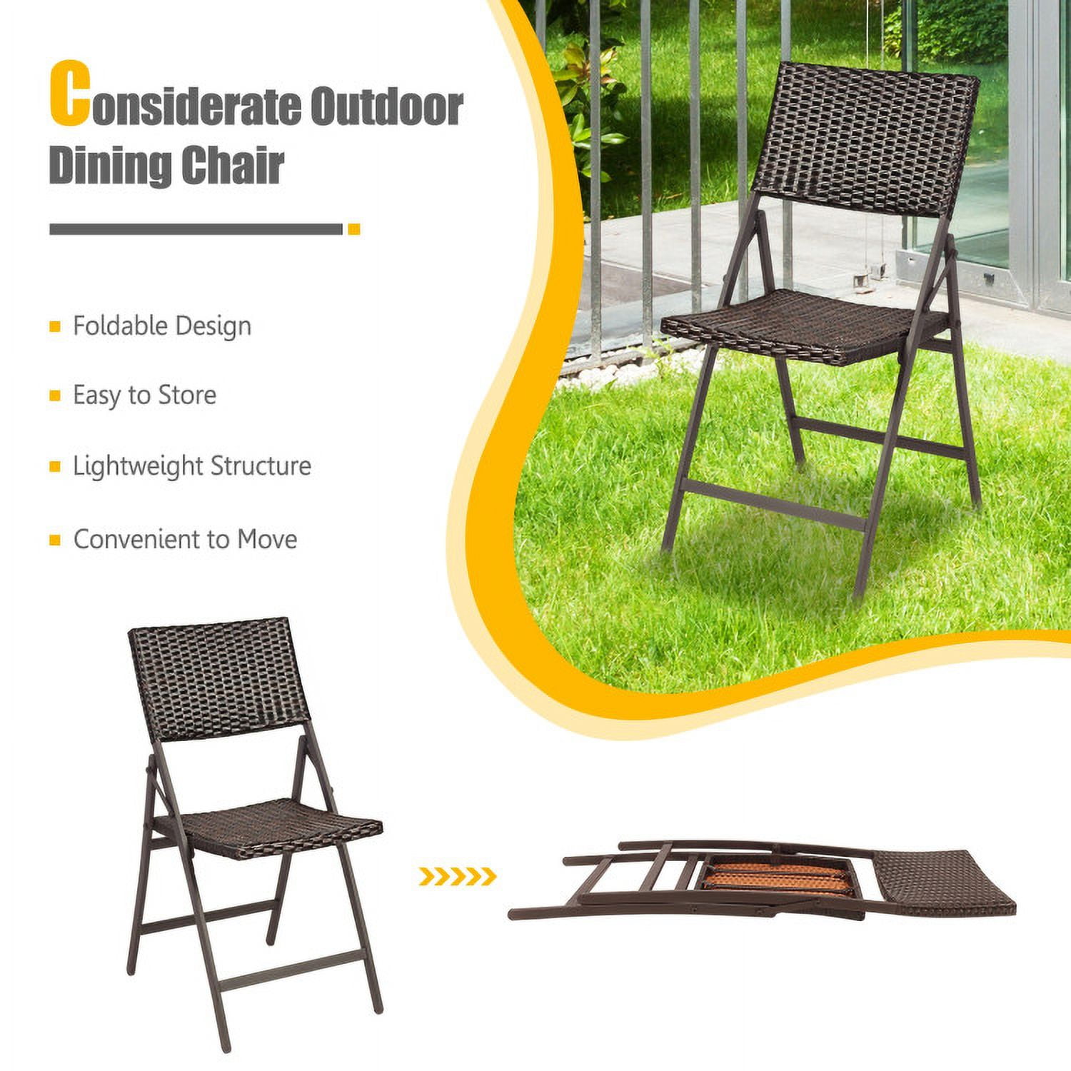 Aimee Lii Set of 2 Folding Patio Rattan Portable Dining Chairs, Outdoor Patio Set Aimee Lii Set of 2 Folding Patio Rattan Portable Dining Chairs, Outdoor Patio Set