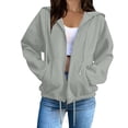thumbnail image 4 of HappyYEE Full Zip Hoodies for Women, Open Front Drawstring Hooded Jackets, Fall Loose Long Sleeve Daily Outer Tops with Pockets, 4 of 6