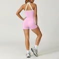 thumbnail image 4 of Color Block Yoga Set for Women Lift Leggings and Sports Bra Two Piece Workout Outfit Sleeveless Back Thin Strap Pink S, 4 of 7