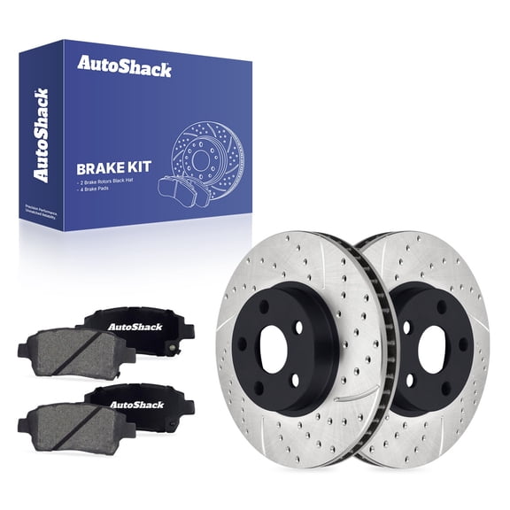AutoShack Front Vented Drilled & Slotted E-Coated Brake Rotors   Ceramic Pads 6-PC Brake Kit Replacement for 2000 Toyota Celica ShadowGuard 10.82" (274.9 mm)