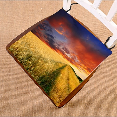 

YKCG Mown Wheat Field on the Hills in Sicily at Sunset Nature Scenery Seat Cushion Chair Cushion Floor Cushion Twin Sides 16x16 inches