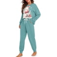 thumbnail image 2 of FOR U DESIGNS Christmas Snowman Drawstring Pajamas for Women Set Sleepwear Long Crew Neck Tops and Pants for Women 2 Pack Size 2XL Xmas Nightwear with Pockets Winter, 2 of 6