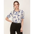 thumbnail image 2 of Moomaya Printed T-Shirt Tops For Women, Round Neck Georgette Formal Tops, 2 of 9