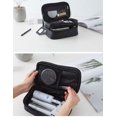 thumbnail image 4 of TFixol Modern Quilted Nylon Makeup Organizer with Detachable Mirror, Waterproof Cosmetic Case in Coffee Brown, Double-Layer Design for Travel Essentials, 4 of 7