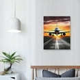 thumbnail image 3 of Nawypu Airplane Canvas Wall Art Decor Aircraft Flying over Runway Along With Sunset Prints Modern Gray and White Painting Pictures for Home Office Airport Framed Ready to Hang 16x20in, 3 of 4