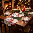 thumbnail image 4 of Christmas Table Runner, Vintage Santa Claus Printed Table Runner with Black Tassel Tip 丨 Holiday Dining Table Kitchen Family Xmas Party Decor, 91"x13", 4 of 9