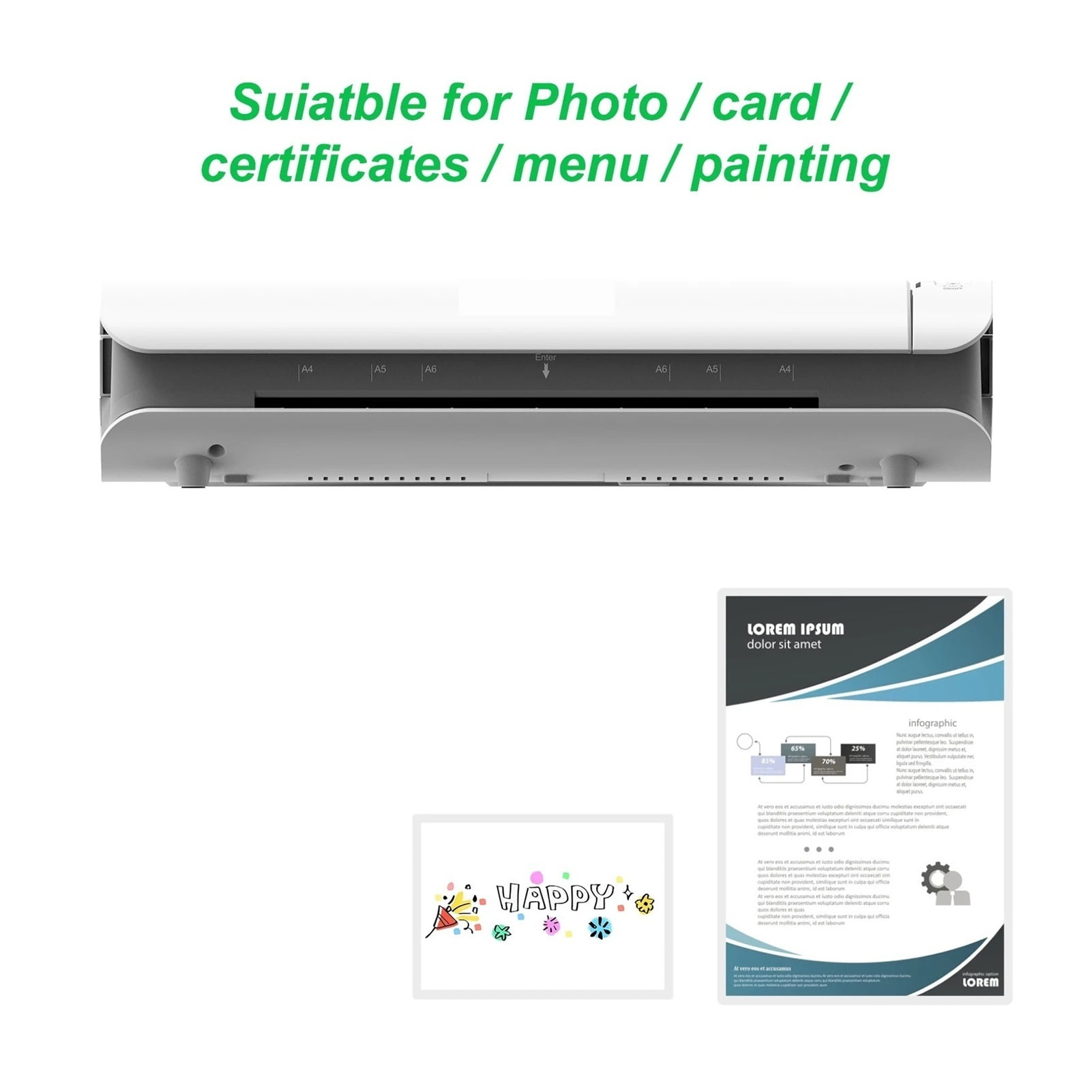 Multifunctional Hot and Cold Lamination 2 Roller System SL988 Desktop Laminator Machine A4 Size w/ Paper Cutter for Home