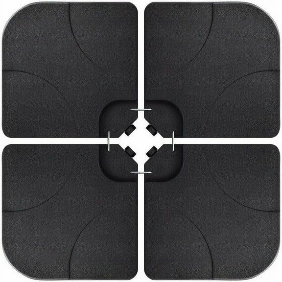 4-Piece Cantilever Offset Patio Umbrella Base Stand, Fills Up to 160lbs Sand or Water Square Patio Umbrella Stand Black