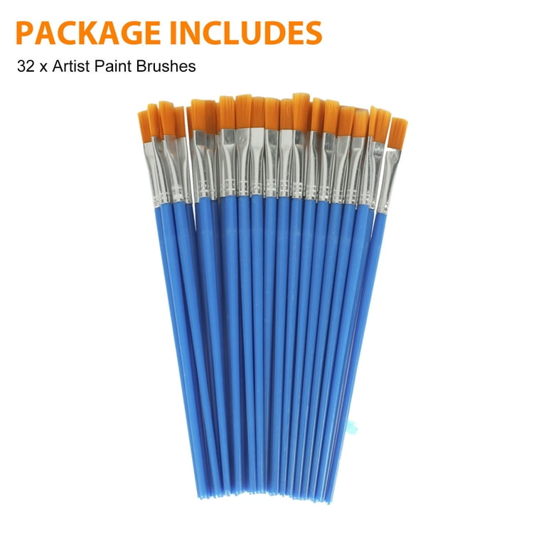 Blue Paint Brushes (pack Of 50) - Nylon Bristle Acrylic, Watercolor And Oil Paint  Brushes With Plastic Handle - Small Thin Flat Paint Brush - Arts And