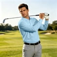 thumbnail image 6 of Fabrcox S-4XL Long Sleeve Polo Shirt Men with Pockets Collared Work Shirt Men Office Casual Plain Regular Fit Outdoor Men's Golf Shirts Blue S, 6 of 8