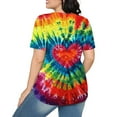 thumbnail image 5 of Womens Tie-Dye T Shirts Summer Fashion Tunic Tops for Leggings Colorful Round Neck Short Sleeve Tee, 5 of 7