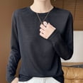 thumbnail image 5 of Long Sleeve Shirts for Women Fashion Soft Lightweight Thin Solid Color Round Neck Basic Loose Tunic Tops, 5 of 7