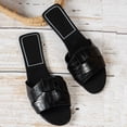 thumbnail image 5 of Slides for Women Fashion Splice Open Toe Sandals Casual Summer Beach Flat Shoes Comfortable Soft Leather Slip on Slippers Black Size 8, 5 of 7