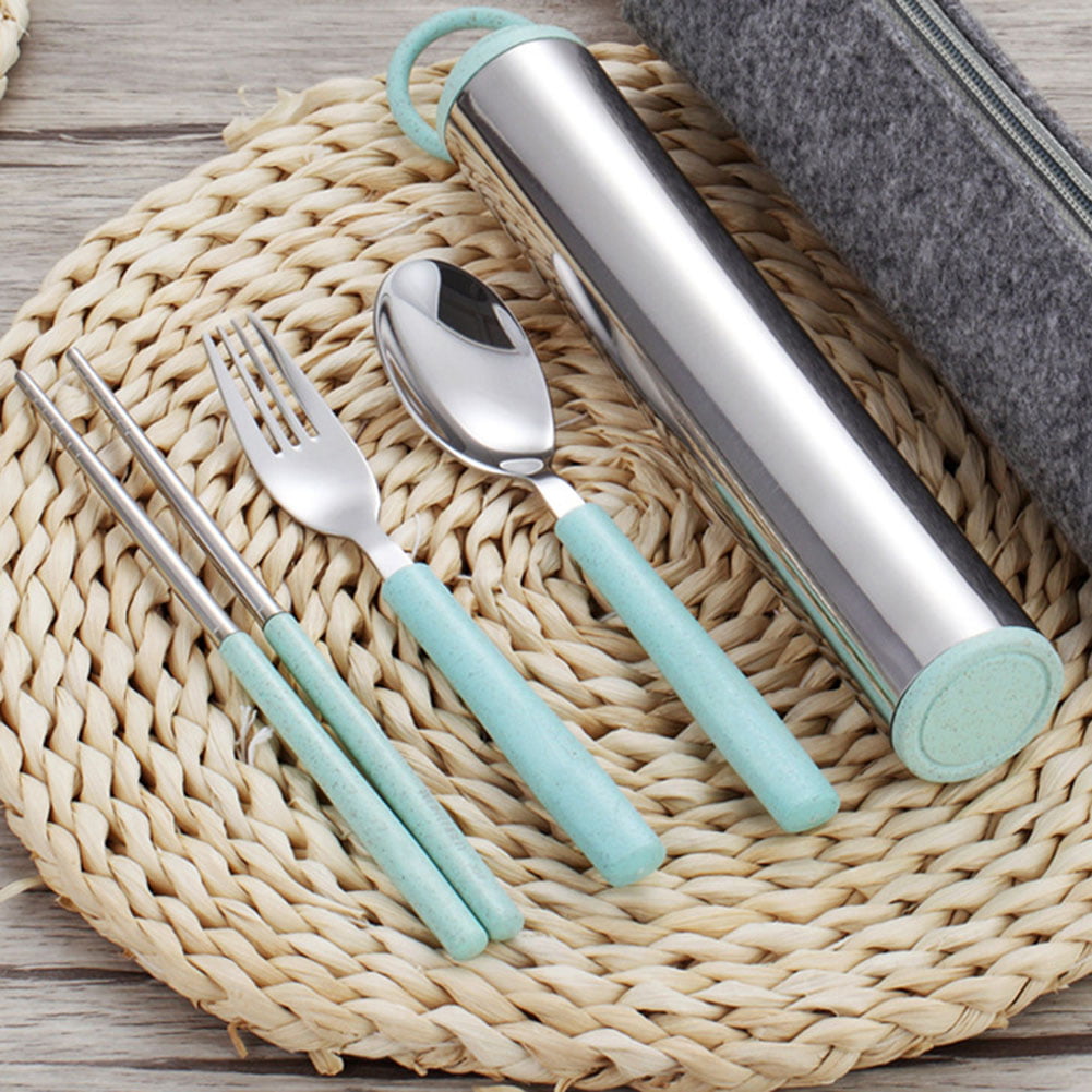 Portable Chopsticks Box Fork Spoons Storage Case Wheat Straw Traveling Tablewar 