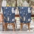 thumbnail image 5 of Decorative Chair Back Cover One Size x2 Chair Cover Dining Chair Slipcovers Chair Back Decoration Festival Chair Decoration Dark Blue Flowers and Cats, 5 of 6