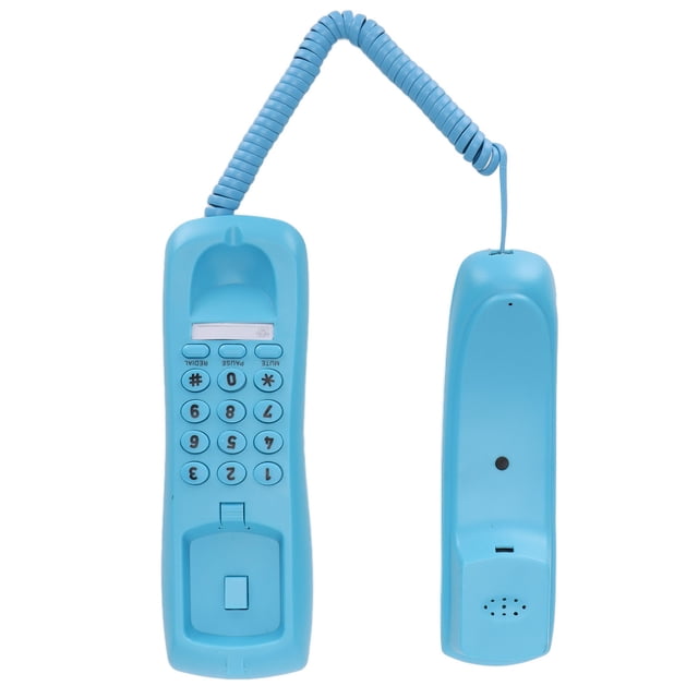 KXT628 Teléfono de hotel Teléfono de escritorio con cable de pared con función de rellamada de pausa silenciosa para oficina, hogar, hotel (azul)
