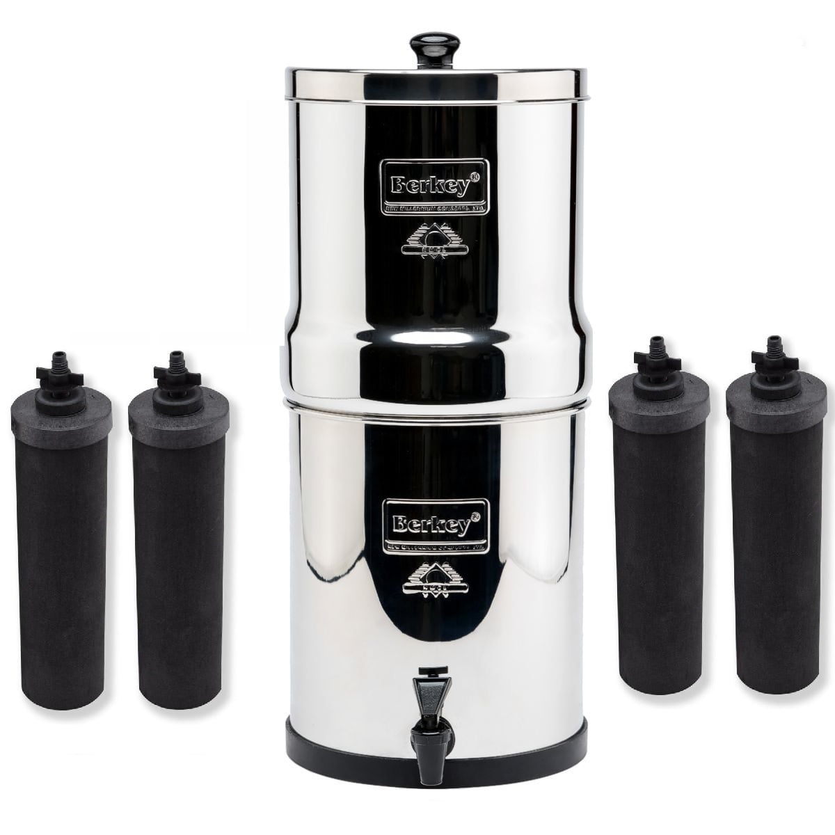 Crown Berkey GravityFed Water Filter with 4 Black Berkey Elements