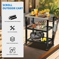 thumbnail image 5 of Dextrus 31.4" Outdoor Grill Cart with Stainless Steel Tabletop, 3 Tier Outdoor BBQ Mobile Grill Cart Food Preparation for Garden, Backyard, 5 of 6