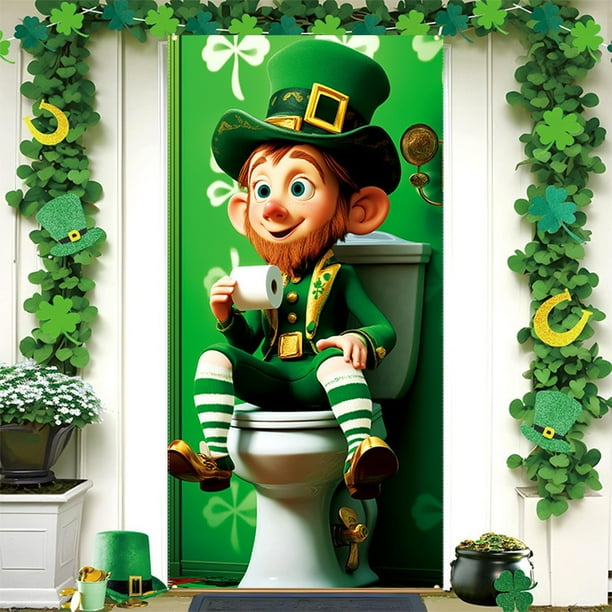 Decoraciones para el Día de San Patricio, Accesorios para el Día de San Patricio, Cubierta para Puerta del Día de San Patricio, Decoración Festiva para Exteriores de Irlanda, Bandera Vertical Colgante