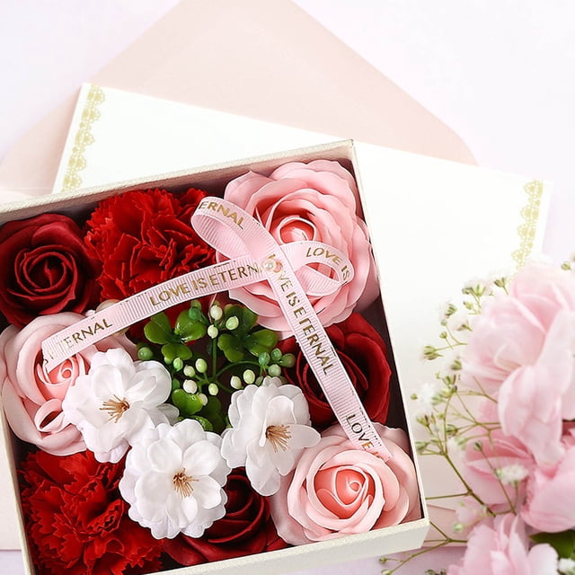 Handmade Floral Soap Bar Set with Rose and Carnation Designs for Anniversary Birthday Wedding Valentine Day