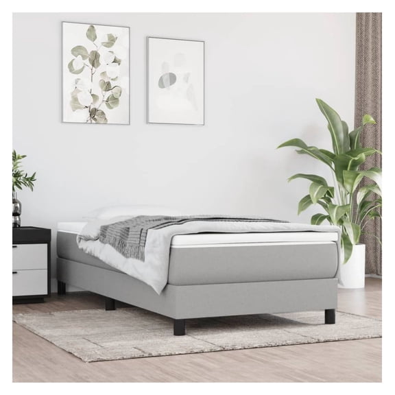 Twin XL Bed Frame Light Gray Fabric, Upholstered Platform Bed with Plywood Slats - Durable & Supportive for Bedroom Furniture