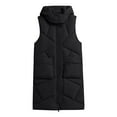 thumbnail image 5 of Gamivast Long Quilted Vest Women with Detachable Hooded Plus Size Stand Collar Sleeveless Padded Jackets Winter Trendy Zip up Coats with Pockets Warm Button Down Outerwear, 5 of 6