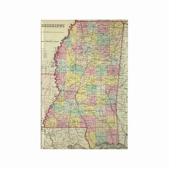 CafePress - Vintage Map Of Mississippi (1856) - Rectangle Magnet, 2"x3" Refrigerator Magnet