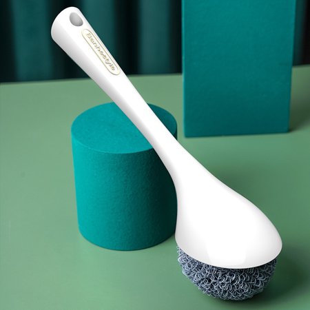 

CKCL Kitchen Dish Cleaning Scrub Brush with Long Handle and Hanging Hole Detachable Brush Head Kitchen Cleaning Tool(White)