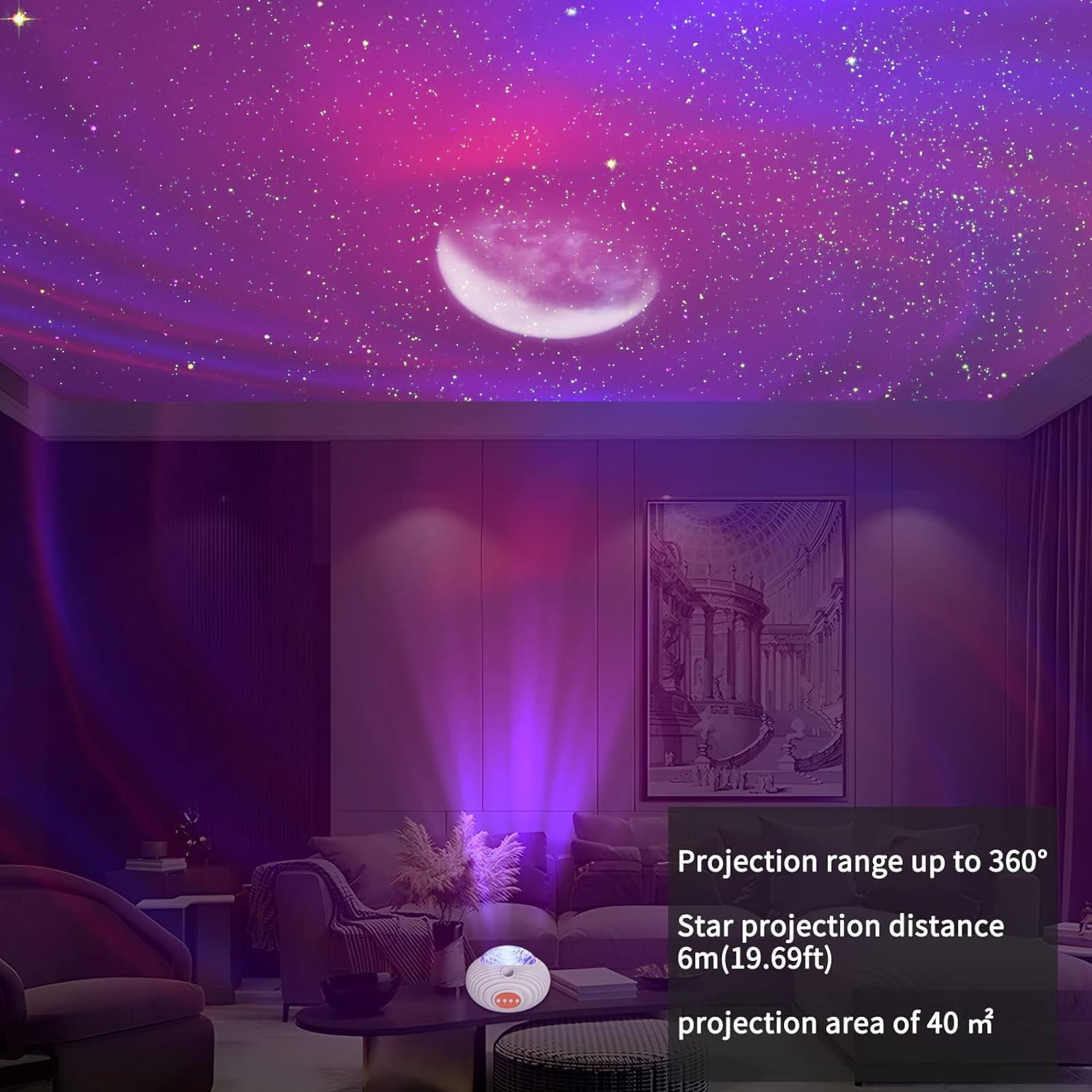 SZRSTH Star Projector, Galaxy Projector for Bedroom, Night Light with White Noise Room for Kids Adults Indoor Valentines DayGifts