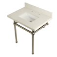 thumbnail image 4 of Kingston Brass KVPB3030WQBSQ1 Templeton 30" x 22" White Quartz Console Sink with Brass Feet, White Quartz/Polished Chrome, 4 of 6