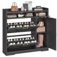 thumbnail image 3 of HOOBRO Shoe Cabinet, Floorstanding Tipping Bucket Shoe Cabinet, Entryway Shoe Organizer with Drop-Down Drawers, Shoe Storage Rack with Adjustable Side Cabinet, for Entryway, Black BK106SC01G1, 3 of 12