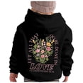 thumbnail image 5 of Gelikeya Pink Puff Graphic Preppy Hoodies Sweatshirts for Girls Kids Floral Long Sleeve Cute Preppy Clothes Tops with Pockets 2-13Y (Black, 12-13 Years), 5 of 8