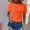 Orange, variant on QUNYINEY Crew Neck Women's T Shirts Solid Puff Short Sleeve Casual Tops Slim Pleated Pullover Shirts