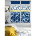 thumbnail image 3 of Blue Yellow Sheer Curtains 63 Inch Length 2 Panels Set, Botanical Floral Motifs Wildflower Striped Voile Window Treatment Rod Pocket Curtains Sheers Drapes for Bedroom/Living Room/Kitchen 52x"63"x2, 3 of 7