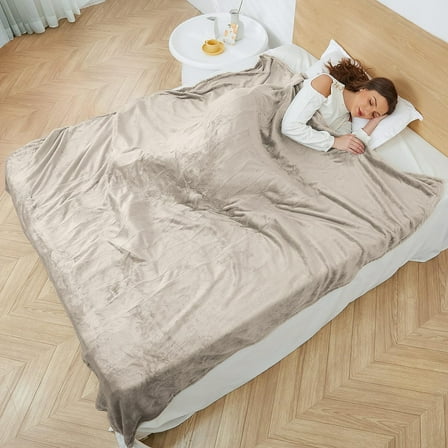 SUNNY HEAT Electric Heated Blanket Coral Fleece 72" x 84" Full Size-4 Heating Settings & 10 Hours Auto Off, Breathable Machine Washabl-Brown