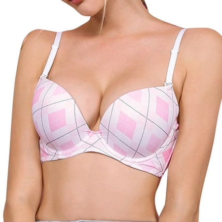 

Akiihool Bras For Women Full Coverage Women s Push Up Bra Deep V Plunge Underwire T-Shirt Bra Multiway (Pink 80B)