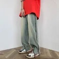 thumbnail image 2 of Pantalones punk con bolsillos, pantalones vaqueros de hip hop para hombre, pantalones vaqueros rectos para hombre, lavados apilados, moda 2024, Y2k, vintage, originales, nuevos, 2 of 5