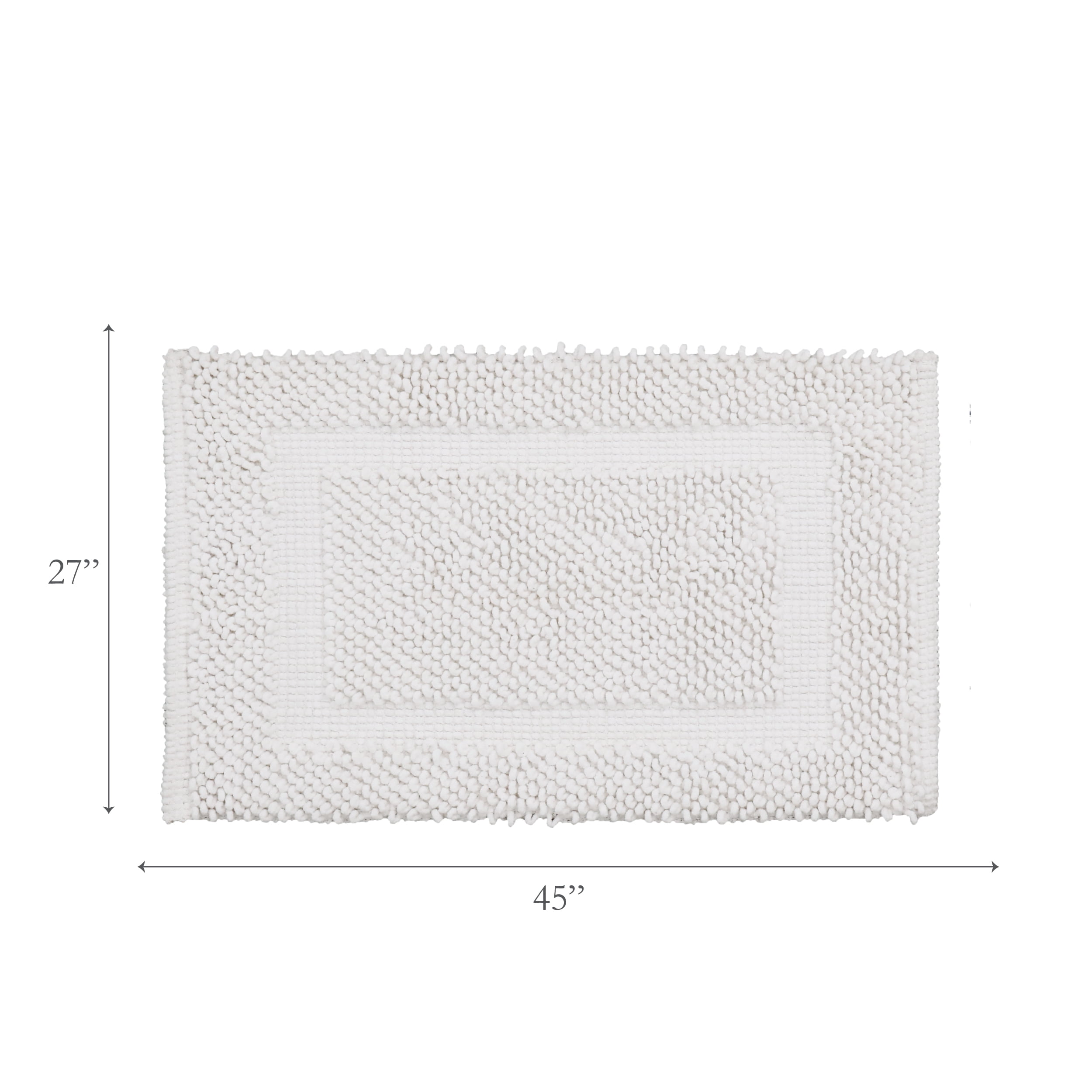 Jean Pierre New York Sophie Border 100% Cotton Bath Mat - Non-Slip Bath Rug - White - 27" x 45"